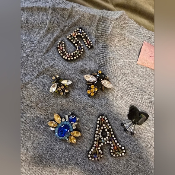 EM ELIZABETTA MINELI gray Embellished Sweater. Size M - Picture 2 of 5